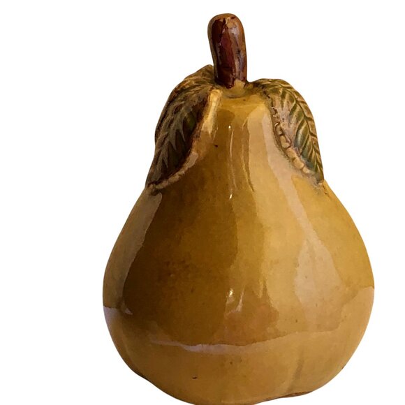Ceramic Pear Fruit With Leaf Stem Decorative Figurine 7.6" tall - Picture 8 of 13